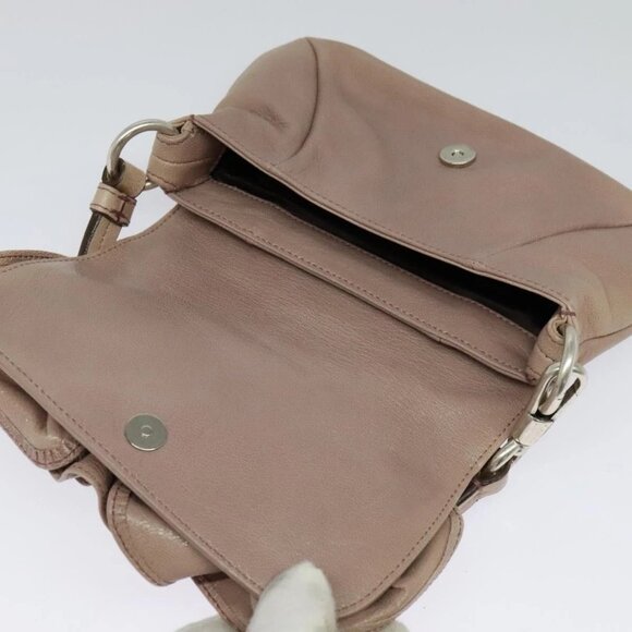 SAINT LAURENT Accessory Pouch Leather Beige Silver Auth - Picture 12 of 16